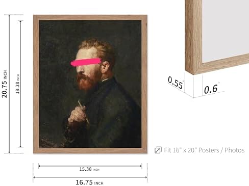 Poster Master Portrait of Vincent van Gogh Painting Print - Baroque Poster - Altered & Pop Art - Gift for Men & Women - Decor for Bedroom, Living Room or Office - 16x20 Beige Framed