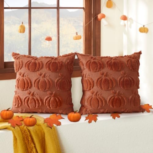 Coddsmz Fall Pumpkin Throw Pillow Covers 18x18 Inches 2PCS Halloween Decor