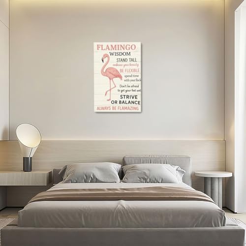 Pink Flamingo Decor Wall Art Flamingo Wisdom Pictures Inspirational Quotes Canvas Prints Painting Animal Artwork Decoration for Bathroom Bedroom Living Room Framed Girls Gifts 16"x24"