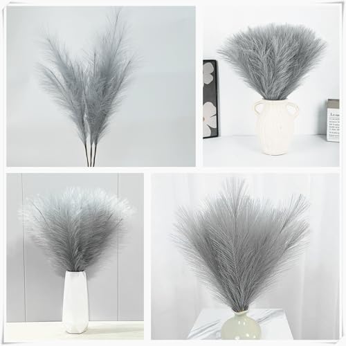 CATTREE Artificial Pampas Grass Stems, Light Gray, 18 Inch, 30 Pcs