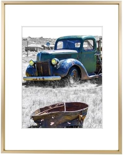 Golden State Art 11x14 Gold Aluminum Frame, Real Glass, Mat Fits 8x10