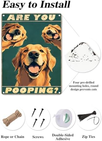 Metal Sign Golden Retriever Are You Pooping Sign Vintage Funny Sign Retro Aluminum Tin Signs for Home Farm Garden Bar Bathroom Kitchen 12x16 Inches(169B)