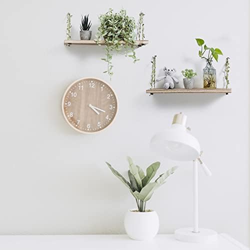 Leaf Rope Hanging Wall Floating Shelves, 2-Pack (Light Color)