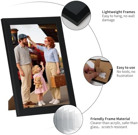 Giftgarden 4x6 Picture Frame Black Set of 16, Lightweight 4 by 6 Photo Frames Bulk for Family, Office, Living room Wall Hanging and Tabletop Display