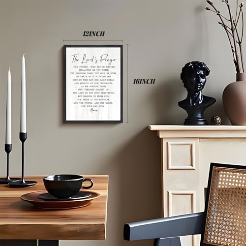 Floating Framed the Lords Prayer Canvas Wall Decor 12x16 Inch | Our Father Bible Verse Wall Art, Christian Scripture Prints for Church, Prayer Room, Inspirational Religious Faith Paintings