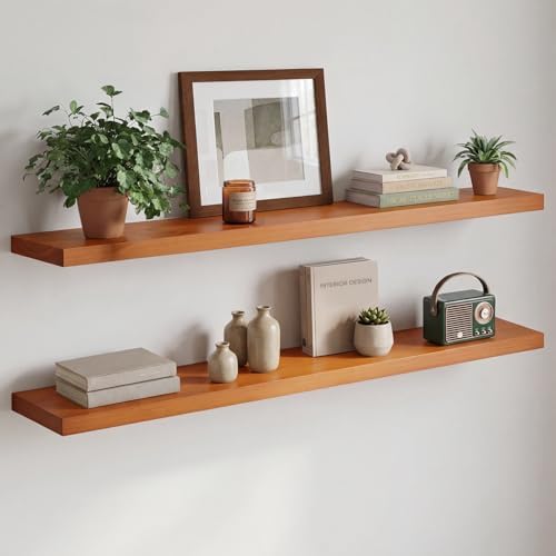 Homeforia 48 Inch Floating Shelves, High-End Solid Pine Wood, Set of 2