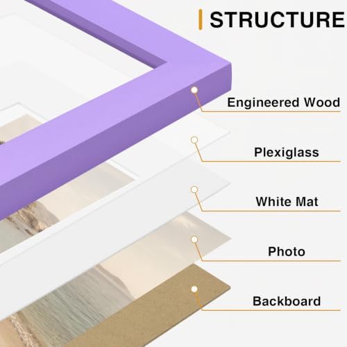 Vittanly 8.5x11 Picture Frames Set of 5, Certificate Frame, Purple