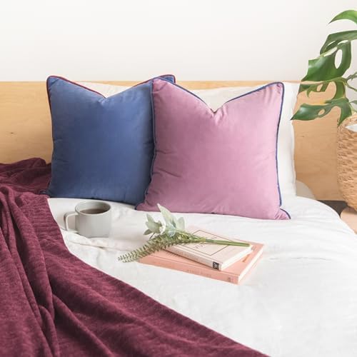MONDAY MOOSE Decorative Throw Pillow Covers Cushion Cases, Set of 2 Soft Velvet Modern Double-Sided Designs, Mix and Match for Home Decor, Pillow Inserts Not Included (20x20 inch, Purple/Blue)