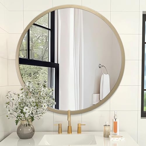 AOAOPQ Mirror Wall for Bathroom Metal Brushed Frame Ative Wall Mounted Home Living Room Entryway Bedroom Bronze