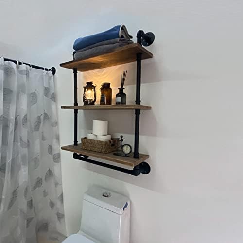 ROGMARS Industrial Pipe Shelving Bathroom Shelves with Towel bar