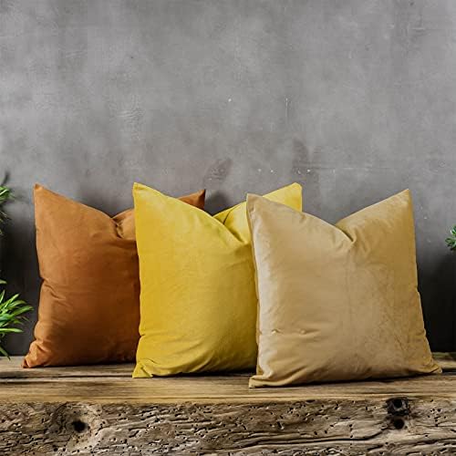 Lemon Soft Velvet Throw Pillow Covers 28x28 inch Set of 2 for Sofa Couch Bed Living Room Decorative Luxury Solid Square Cushion Covers Case with Zipper