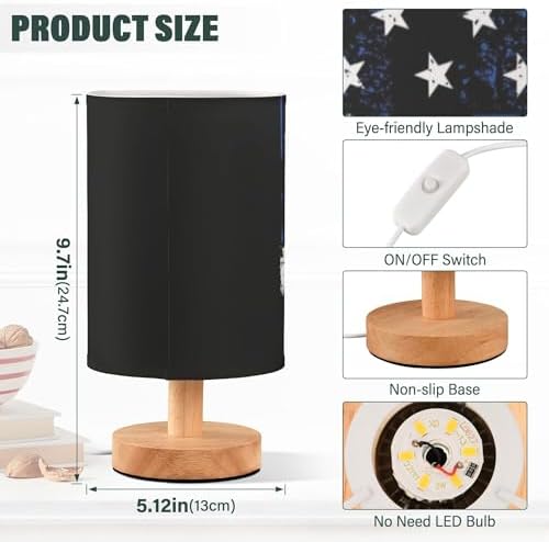 Traditional Police Officer Flag LED Table Lamp with USB Port Night Light Bedroom Lamps for Nightstand Living Room Dorm Home Office Desk