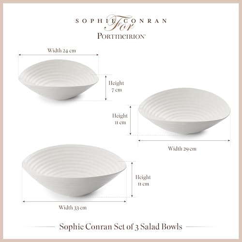 Portmeirion Home & Gifts Home & Gifts Heals Sophie Conran Salad Bowl Set of 3 White (White,11 x 33 x 11 cm)