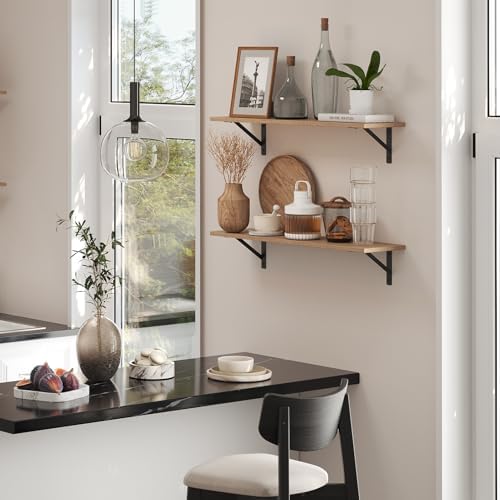 DINZI LVJ Long Wall Shelves, 31.5" Wall Mounted Shelves with Metal Brackets