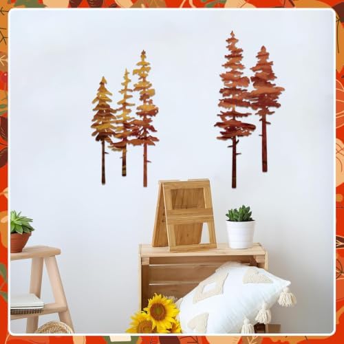 ESTART Metal Autumn Pine Tree Wall Art, Metal Tree Wall Decor | Nature Rustic Farmhouse Cabin Decor, Forest Wall Art for Home Living Room Bedroom Office Indoor and Outdoor Decoration