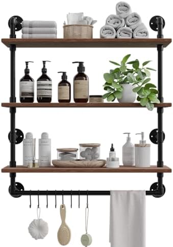 ROGMARS Industrial Pipe Shelving Bathroom Shelves with Towel bar