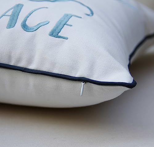 Embroidered The Beach is My Happy Place Throw Pillow Cover,Square 18 inches Decorative Canvas Pillow Cover with The Beach is My Happy Place Pattern,Cover Only
