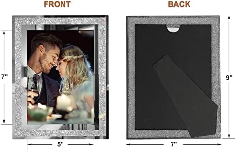5x7 Picture Frames Set of 4, Glitter Glass Photo Frame for Tabletop Display, Gifts Picture Frame, Horizontally or Vertically