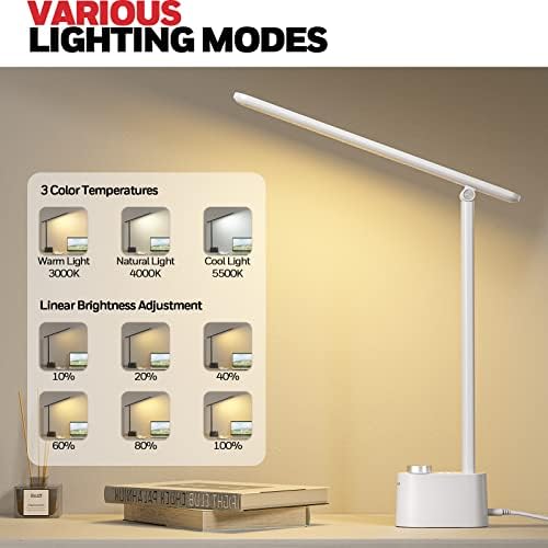 Honeywell HWT-H01 LED Desk Lamp, Foldable & Stepless Dimmable, White