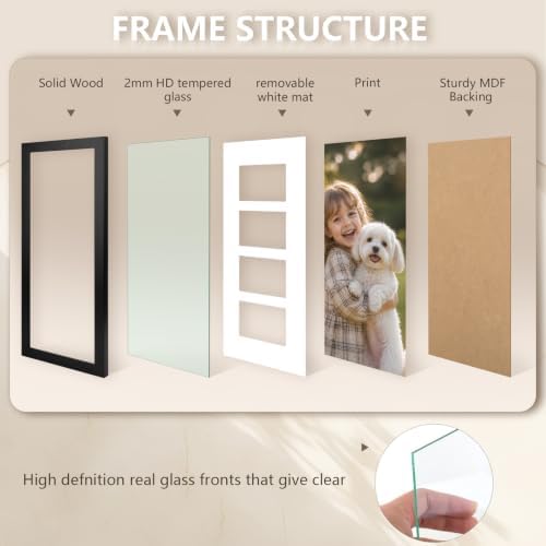 Golden State Art Collage Frame 8x20 Matted 4 4x6 Photos Wood Black, 3 Pack
