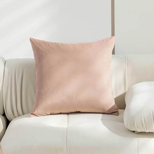 Home Brilliant Euro Shams 26x26 Large Pillow Covers 66cm Velvet Pillow Covers for Couch Sofa Bench Office, Set of 2, Misty Rose