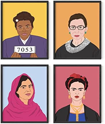 HAUS AND HUES Inspirational Feminist Posters Set of 4 Inspirational Wall Art Posters for Teen Girls Room | Wall Art Prints & Decor for Women | Womens History Month Poster | UNFRAMED (8x10)