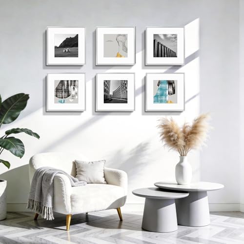 Golden State Art 12x12 Silver Aluminum Frame, Real Glass, Mat Fits 8x8