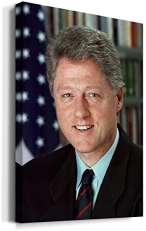 Renditions Gallery Bill Clinton Presidental Portrait Wall Art, Premium Gallery Wrapped Canvas Decor, Ready to Hang, 48 in H x 32 in W, Made in America Print