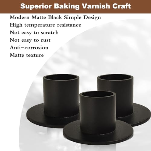 GUTE Taper Candle Holder Matte Black Iron Candlestick Home Decor 4Pcs