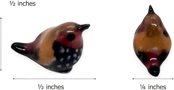 WitnyStore Tiny ½ Inch Red Avadavat Strawberry Finch Bird Figurine - Miniature Hand Made Painted Ceramic Birds Aves Colorful Porcelain Feathered Animals Cute Decorative Collectible Figures Décor Gifts