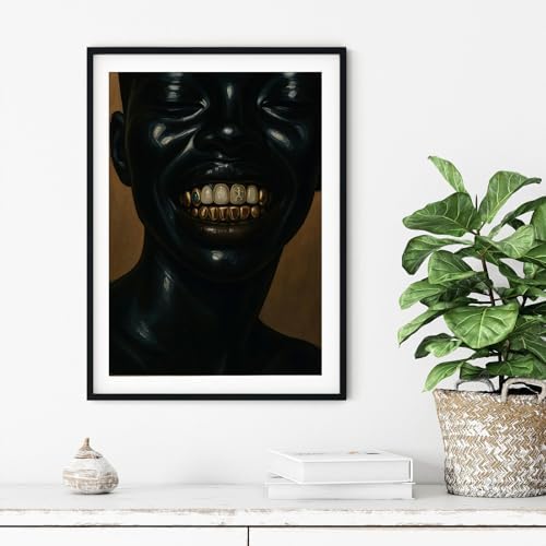 Abstract Black Man Wall Art African American Canvas Prints, 16"x24"Unframed | Fashion Black Men Portrait Poster, Contemporary Abstract African Men Wall Decor, Afro Artwork for Bedroom Living Room Decor