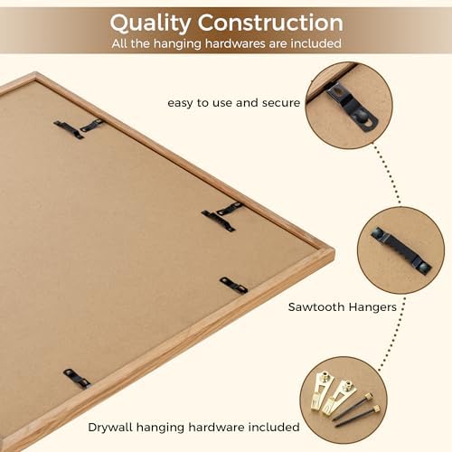 Fun Memories 16x16 Oak Picture Frame, 16x16 Matted Frame For 12x12 Picture, Square Wood Frame for Vertical and Horizontal Display on Wall and Table (Beige, 1 Pack)