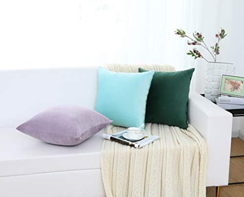 Jeneoo Comfy Soft Thick Velvet Lumbar Throw Pillow Covers Decorative Solid Rectangle Couch Cushion Cases for Bedroom Sofa Decor (Turquoise, 12 x 20 Inches, 2 Pieces)
