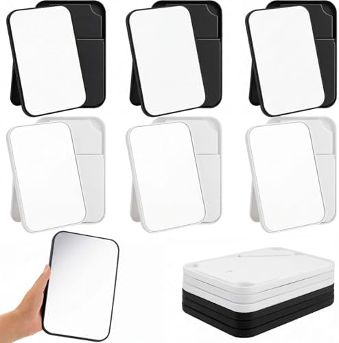 12 Pack 8x5 In Desk Makeup Mirror with Stand and Hanging Hole,Black, White