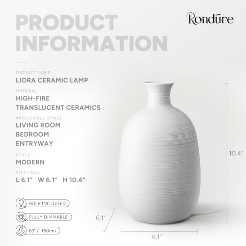 RONDURE Modern Ceramic Decorative Table Lamp Living Room Bedroom Bedside