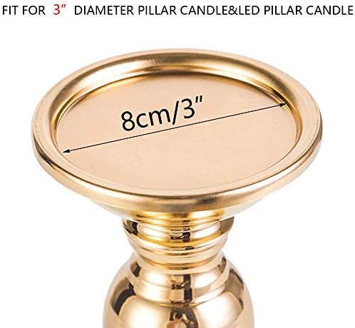 Nuptio Pillar Candle Holders, Wedding Centerpieces Metal Candle Holder Candles Stand Decoration Ideal for Weddings Special Events Parties Living Room (10 x S, Gold)