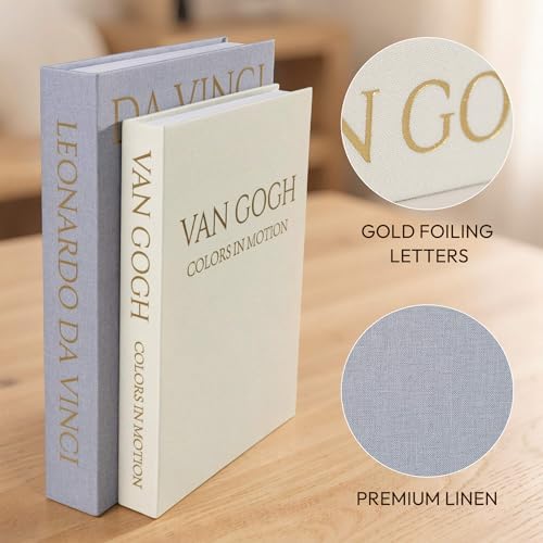 MAOBUYOU Decorative Linen Book Set of 2, Faux Book Storage Box, Coffee Table and Bookshelf Decor