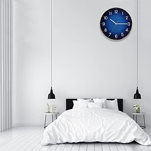 Navy Blue Wall Clock, Quality Quartz Silent Non-Ticking Battery Operated, 12" Modern Round Wall Clocks for Living Room Bedroom Kitchen Home Wall Decor(LJ)