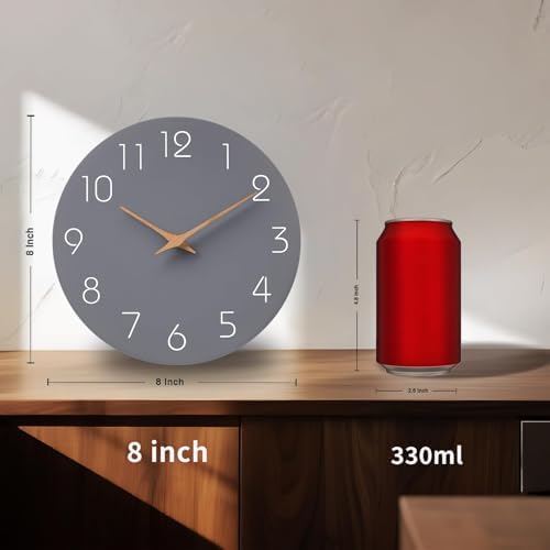 Mosewa Wall Clock 8" Battery Operated Silent Non-Ticking Simple Modern
