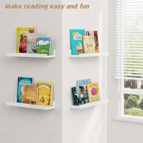 16 Inch Picture Ledge Shelf, Photo Floating Shelves with Lip for Wall