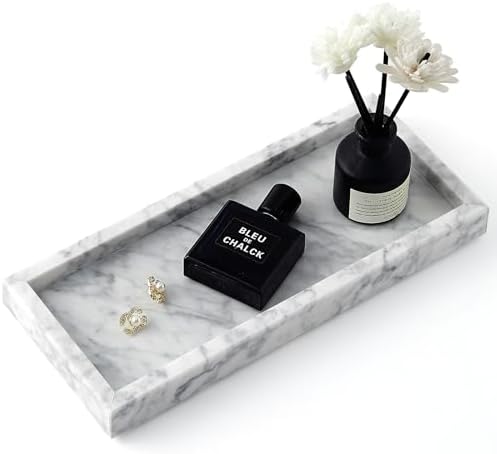 Real Natural Small Marble Tray for Bathroom, Vanity, Kitchen Counter