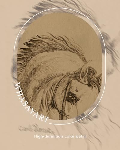 WHASAYART Gold Framed Vintage Wall Art for Living Room, Animals Painting Prints Shelf Decor for Kitchen, Aesthetic Bedroom Wall Art, Best Gifts for Friends or Family - Pale Horse 16L x 12W