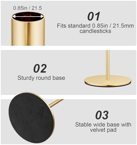 zeochyni Set of 12 French Gold Taper Candle Holder Bulks for Wedding, Party