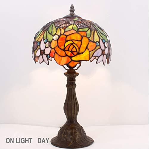 WERFACTORY Tiffany Style Table Lamp Stained Glass Bedside Lamp 18 Inch Tall