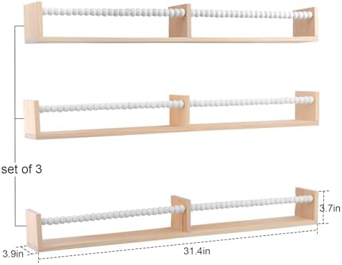 birola Nursery Bookshelf,Set of 3 White Wood Floating Bookshelf for Kids,Nursery Shelves for Wall,Bathroom Decor, Kitchen Spice Rack (White 3)