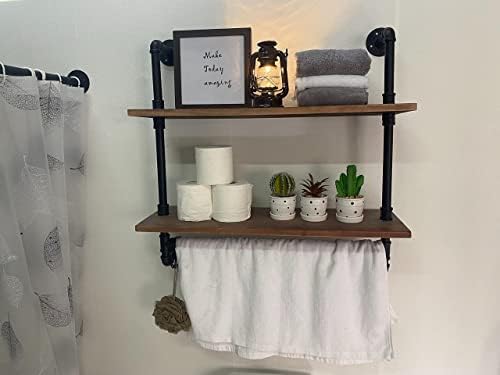 ROGMARS Industrial Pipe Shelving Bathroom Shelves with Towel bar