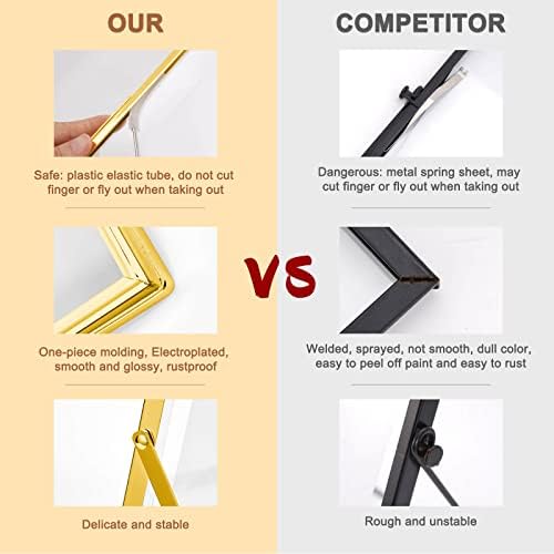 Gold Floating Picture Frame set of 2,6"×8" Frame For Picture 4x6,5×7,3.5x5, 2x3,Metal Glass Photo Frames,Tabletop Display Vertically,Home Wedding Party Office Decor