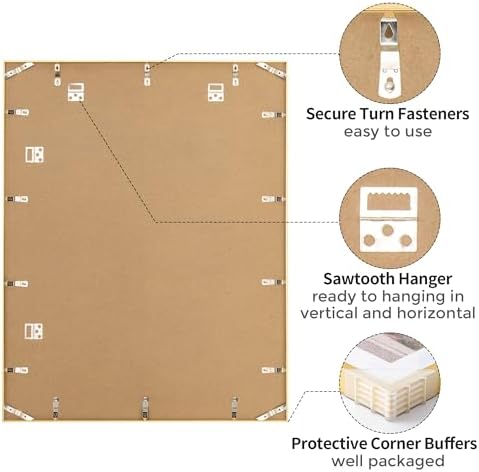 22x28 Metal Picture Frame with 18x24 Mat, Brushed Aluminum Finish, Tempered Glass Front, and Attached Hanging Hardware - Versatile Wall Display Frames for Vertical or Horizontal Orientation(Gold, Pack