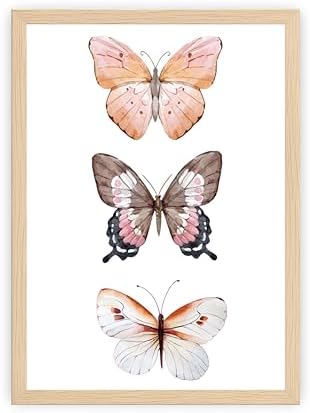 Prints Made Perfect Pink Butterfly Wall Art – Watercolor Butterfly Print – Soft Botanical Butterfly Decor – Feminine Bedroom or Nursery Wall Art – 11x14 Poster – Unframed