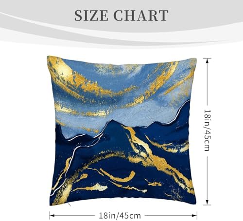 Navy Blue and Gold Throw Pillow Covers 18x18 Set of 4 Modern Art